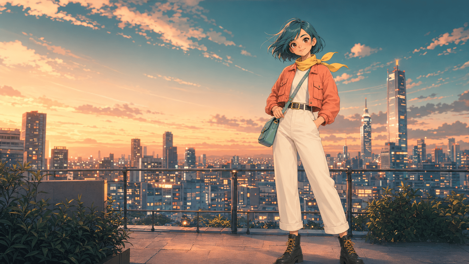 新しいシーンで同じキャラクターを示す横長絵コンテ